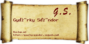Gyürky Sándor névjegykártya